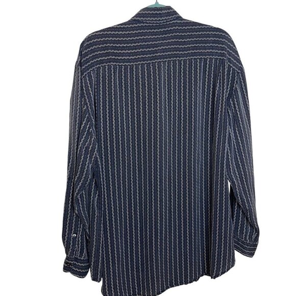 Perry Ellis Vintage 90s Mens Shirt Size Large Gray Button Down Long Sleeve - Picture 2 of 10